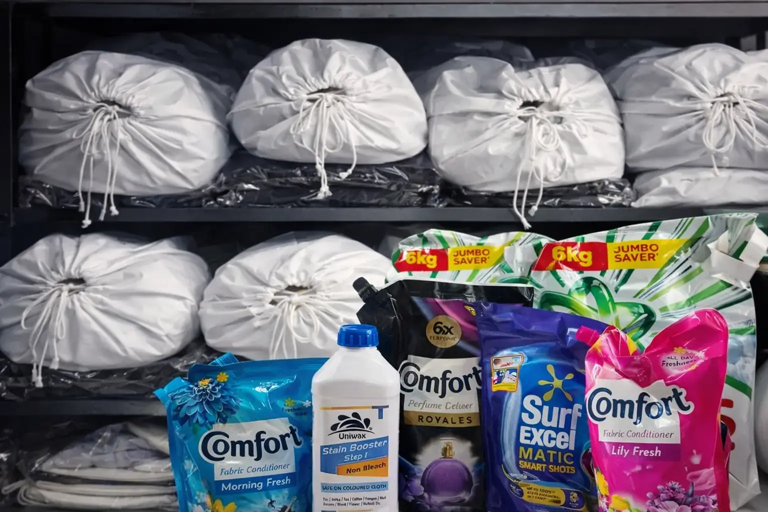 Laundry pickup and delivery service bags and fabric care products for Chandigarh Mohali and Kharar
